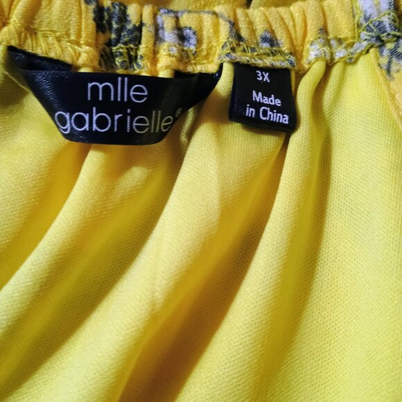 EUC: Mlle Gabrielle Sze. 3X Yellow Floral high-low Dress - Picture 3 of 5